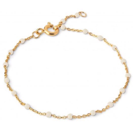 Enamel Copenhagen Lola Daisy armbånd i forgyldt sølv med farvede emaljeperler 15,5+2 cm